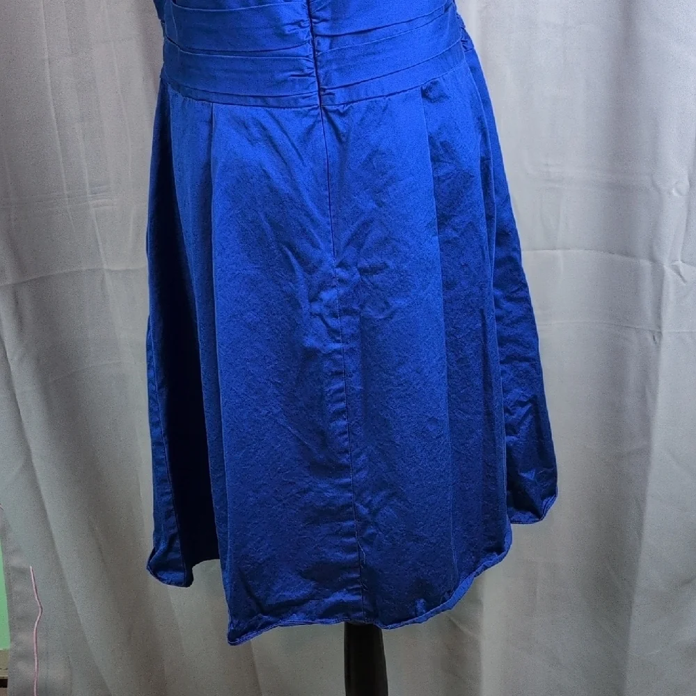 David's Bridal Blue Ruched Halter‎ Midi Dress